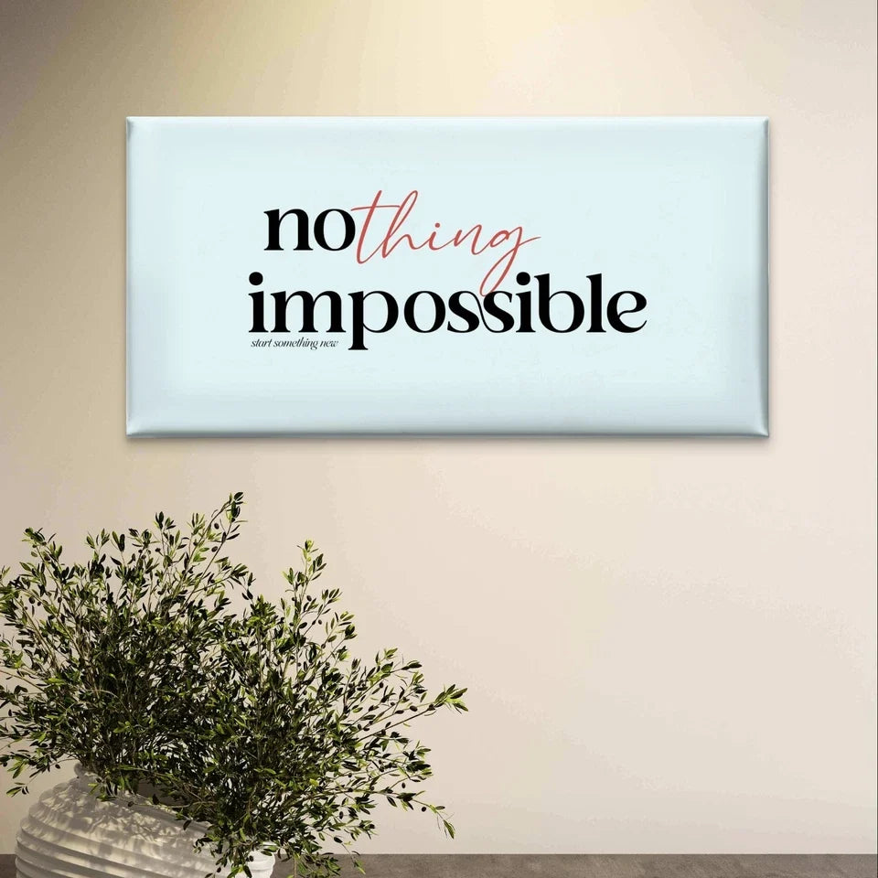 Nothing is Impossible Inspirational Wall Art Canvas Office Home Framed 120x60cm