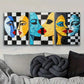 3pcs Two Strange Faces Looking At Each Other Wall Art Set Canvas Framed 40x60cm - High Quality Print 100% Australian Made Wall Canvas Ready to Hang