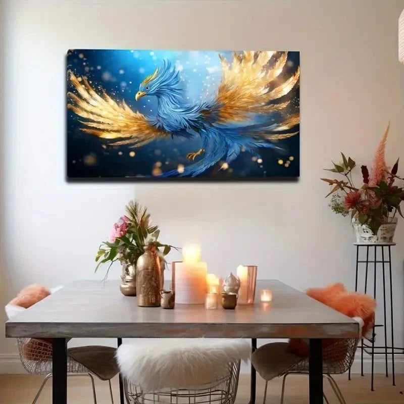 Elegant Phoenix Mythical Bird Wall Art Canvas Office Home Room Framed 120x60cm