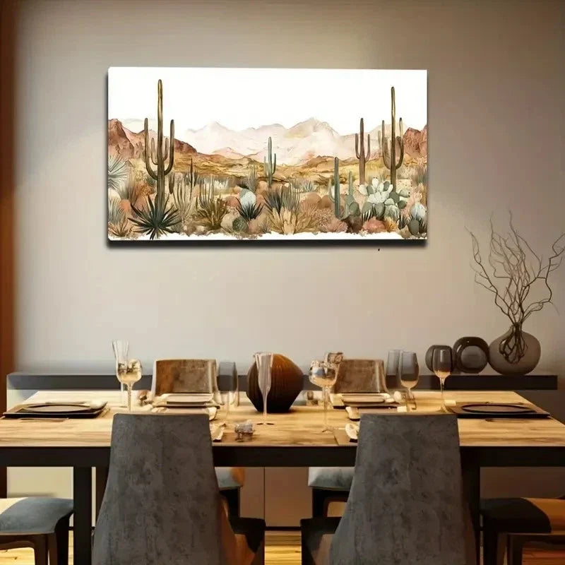 Desert Cactus Scenery Wall Art Canvas Office Home Room Framed 120x60cm