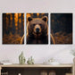 3pcs Rustic Forest Bear Wild Animal Autumnal Metal Print Ready to Hang Art