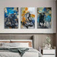 3pcs Artistic Monkey Abstract Animal Metal Print Ready to Hang Art