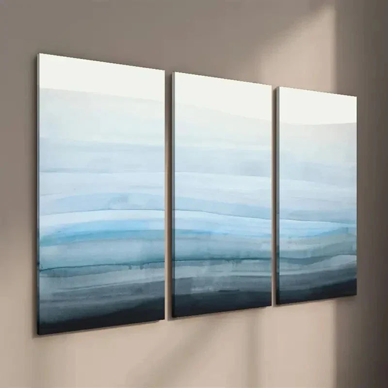 3pcs Abstract Coastal Misty Landscape Wall Art Set Canvas Framed 40x60cm - High Quality Print 100% Australian Made Wall Canvas Ready to Hang
