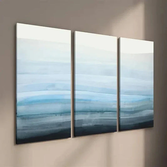 3pcs Abstract Coastal Misty Landscape Wall Art Set Canvas Framed 40x60cm - High Quality Print 100% Australian Made Wall Canvas Ready to Hang