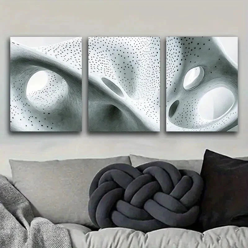 3pcs Organic shaped holes Art Painting Metal Print Ready to Hang Art