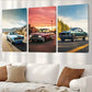 3pcs Retro Aesthetic Vintage Cars With Sunset Wall Art Set Canvas Framed 40x60cm - High Quality Print 100% Australian Made Wall Canvas Ready to Hang