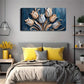 Golden & Light Blue Tulip Wall Art Canvas Office Home Room Framed 120x60cm