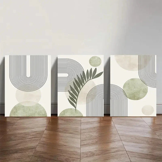 3pcs  Modern Abstract Geometric Wall Art Set Canvas Framed 40x60cm - High Quality Print 100% Australian Made Wall Canvas Ready to Hang