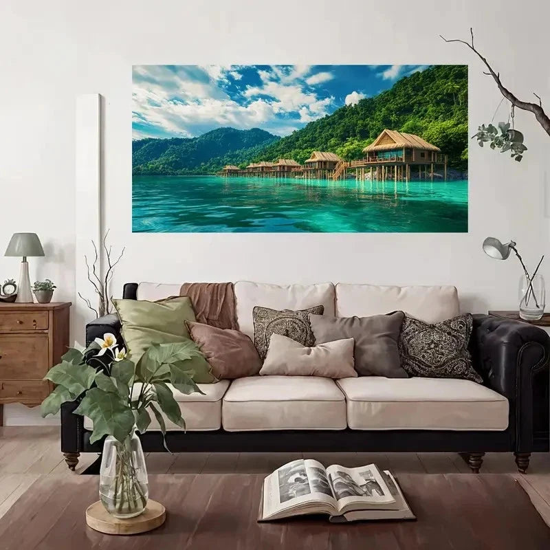 Fantasy Forest Side Wall Art Canvas Office Home Room Framed 80x45cm