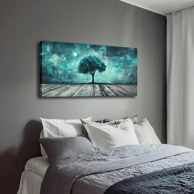 Serene Moonlit Wall Art Canvas Office Home Room Framed 120x60cm