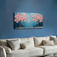 Pink Flowers & Blue Background Wall Art Canvas Office Home Room Framed 120x60cm
