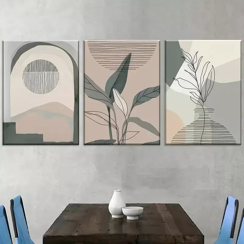 3pcs Modern Aesthetic Bohemian Plant Leaf Wall Art Set Canvas Framed 40x60cm - High Quality Print 100% Australian Made Wall Canvas Ready to Hang