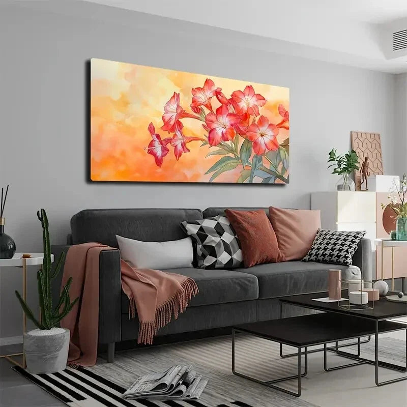 Present A Bright Red Color Wall Art Canvas Office Home Room Framed 120x60cm