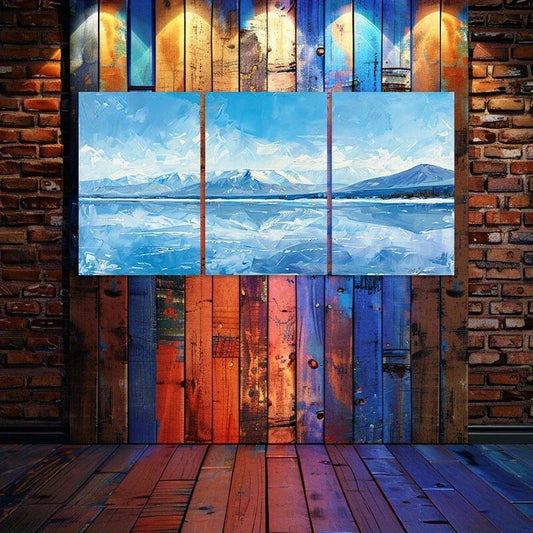 3pcs Charming Snowy Mountain White Clouds Metal Print Ready to Hang Art