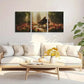 3pcs Grand Piano Surrounded by Blooming Metal Print Ready to Hang Art