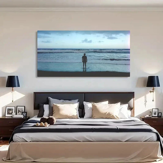 Tranquil Seaside Scene Lone Wall Art Canvas Office Home Room Framed 120x60cm