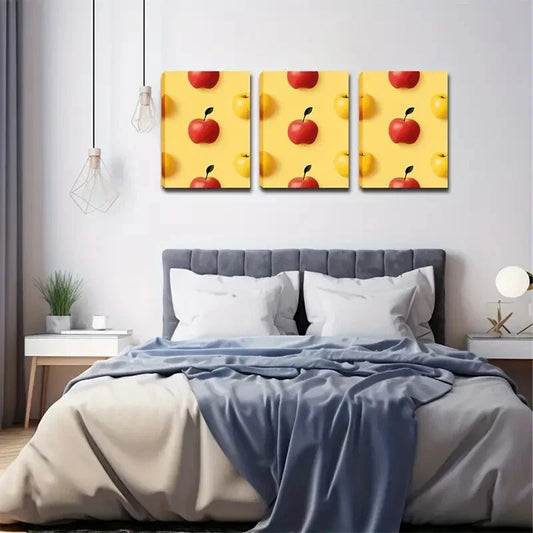 3pcs Different Sizes Of Apple Creative Style Wall Art Set Canvas Framed 40x60cm - High Quality Print 100% Australian Made Wall Canvas Ready to Hang
