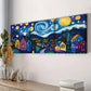 3pcs Starry Night Village Dark Moonlight Perfect Wall Art Set Canvas Framed 40x60cm - High Quality Print 100% Australian Made Wall Canvas Ready to Hang