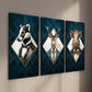 3pcs Badger Deer and Pig in Suits Wall Art Set Canvas Framed 40x60cm - High Quality Print 100% Australian Made Wall Canvas Ready to Hang