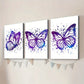 3pcs Purple Butterfly Elegant White Blue Dots Wall Art Set Canvas Framed 40x60cm - High Quality Print 100% Australian Made Wall Canvas Ready to Hang