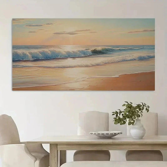 Beach Scenery Detailed Vibrant Wall Art Canvas Office Home Room Framed 120x60cm