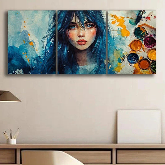 3pcs Modern Figure Colourful Painting Metal Print Ready to Hang Art
