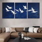 3pcs Elegant White Birds in Flight Prefect Wall Art Set Canvas Framed 40x60cm - High Quality Print 100% Australian Made Wall Canvas Ready to Hang
