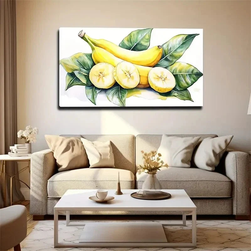 Two Whole Yellow Bananasc Wall Art Canvas Office Home Room Framed 120x60cm