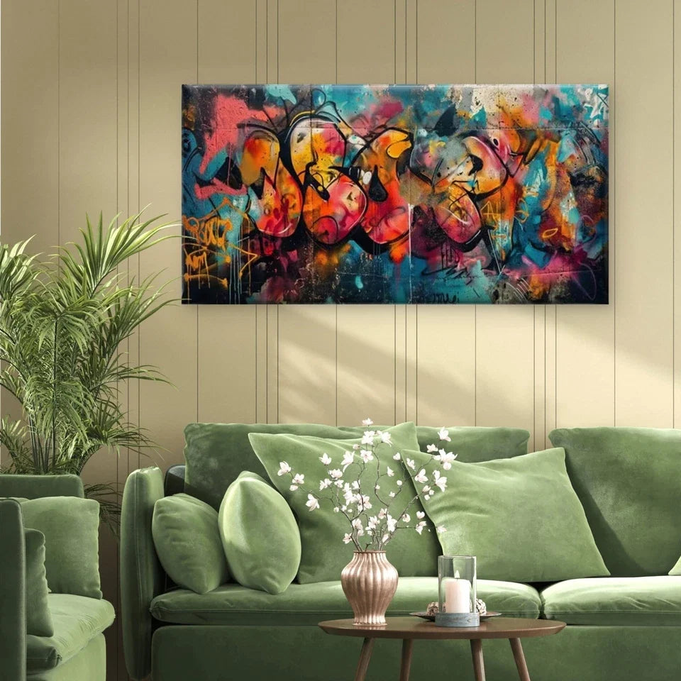 Abstract Spray Paint Mural Wall Art Canvas Office Home Room Framed 120x60cm