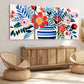 3pcs Matisse Style Vase Wild Flowers Red & Blue Wall Art Set Canvas Framed 40x60cm - High Quality Print 100% Australian Made Wall Canvas Ready to Hang