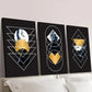 3pcs Geometric Golden Circle Triangle Wall Art Set Canvas Framed 40x60cm - High Quality Print 100% Australian Made Wall Canvas Ready to Hang