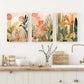 3pcs Earth Colored Plant Abstract Metal Print Ready to Hang Art