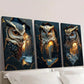 3pcs Mystical Fantasy Owl Guardian Portrait Wall Art Set Canvas Framed 40x60cm - High Quality Print 100% Australian Made Wall Canvas Ready to Hang