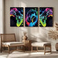 3pcs Neon Game Accessories Theme Fabric Metal Print Ready to Hang Art