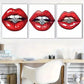 3pcs  Glamorous Red Lips with Diamond Ring Wall Art Set Canvas Framed 40x60cm - High Quality Print 100% Australian Made Wall Canvas Ready to Hang
