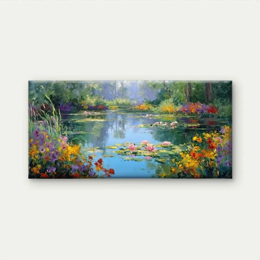 Vibrant Flower Landscape Wall Art Canvas Office Home Room Framed 80x45cm