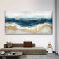 Abstract Ocean Waves Wall Art Canvas Office Home Room Framed 80x45cm