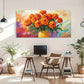 Marigold Flowers Vase Vibrant Wall Art Canvas Office Home Room Framed 120x60cm