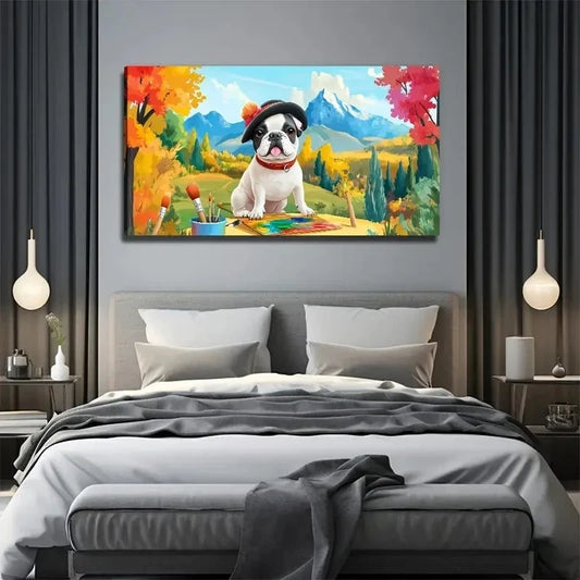 Dogs Learn To Paint Wall Art Canvas Office Home Room Framed 120x60cm