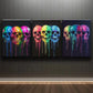 3pcs Set of Colorful Skeleton Dark Fear Perfect Wall Art Set Canvas Framed 40x60cm - High Quality Print 100% Australian Made Wall Canvas Ready to Hang