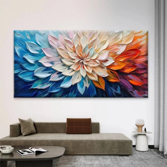 Abstract Floral Wall Art Canvas Office Home Room Framed 80x45cm