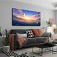 Vibrant Sunset and Flower Field Wall Art Canvas Office Home Room Framed 120x60cm