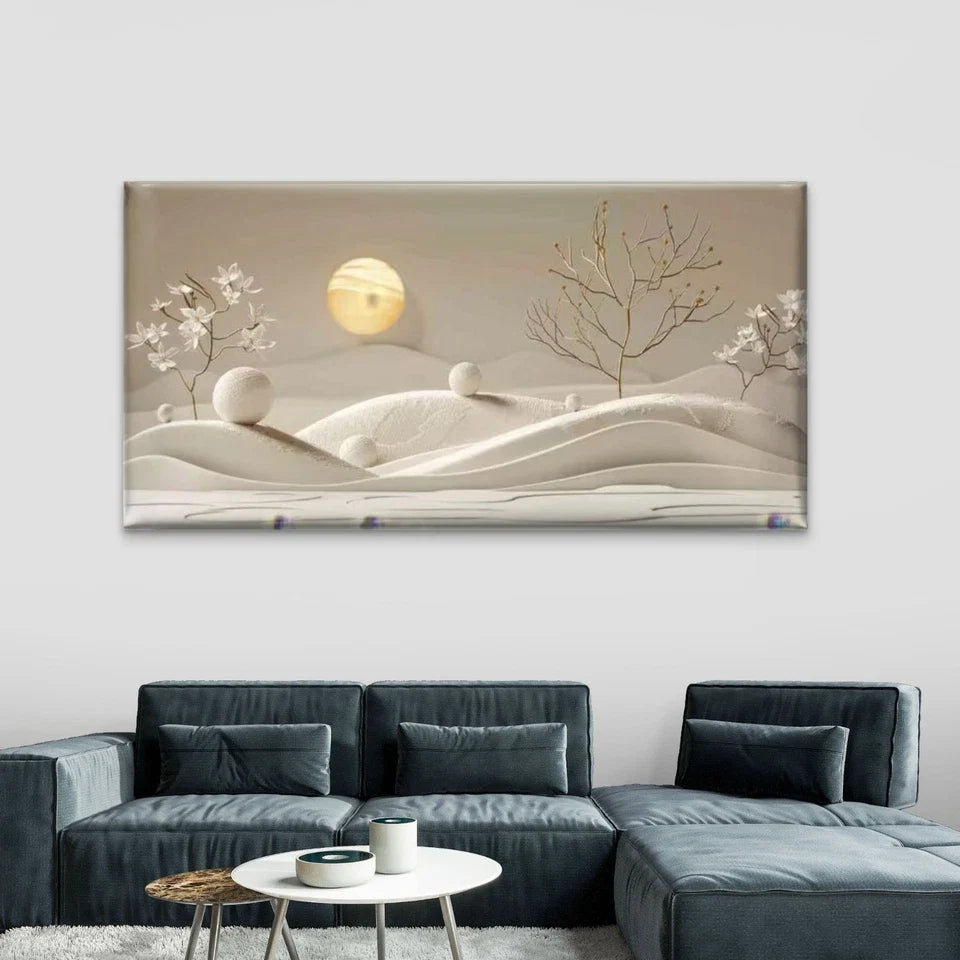 Whispers of the Golden Moon Wall Art Canvas Office Home Room Framed 80x45cm