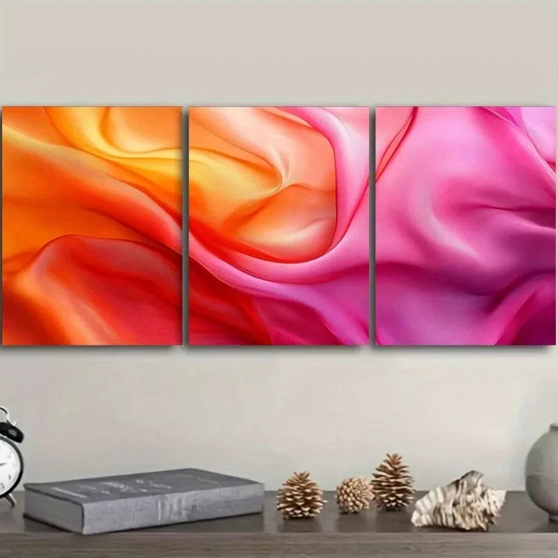3pcs Flowing Silk Design, Art Deco Modern Wall Art Set Canvas Framed 40x60cm - High Quality Print 100% Australian Made Wall Canvas Ready to Hang