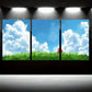 3pcs Blue Sky and White Clouds Metal Print Ready to Hang Art
