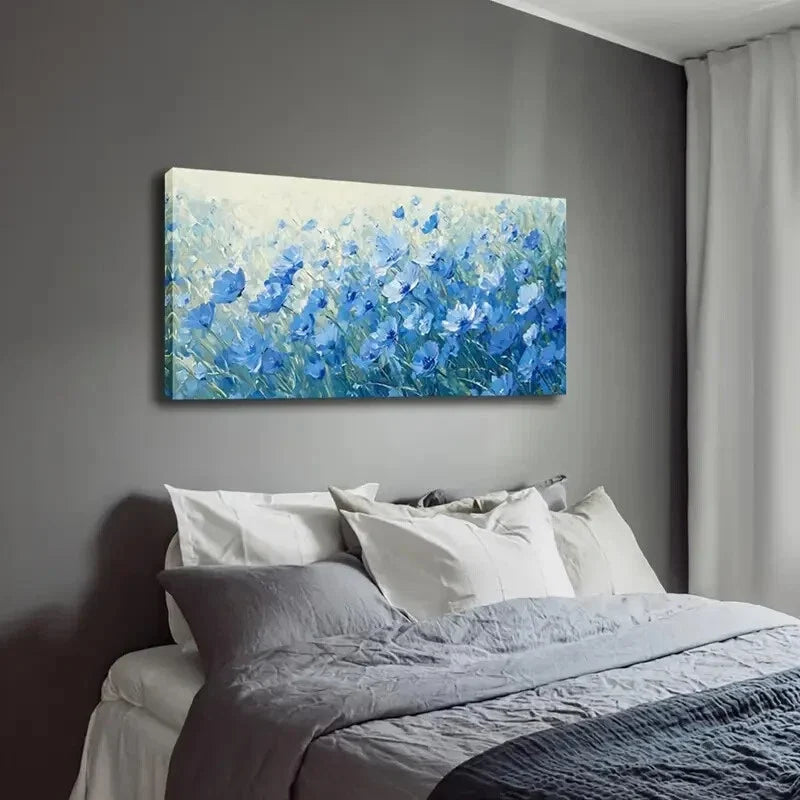 Modern Minimalist Décor Blue Wall Art Canvas Office Home Room Framed 120x60cm
