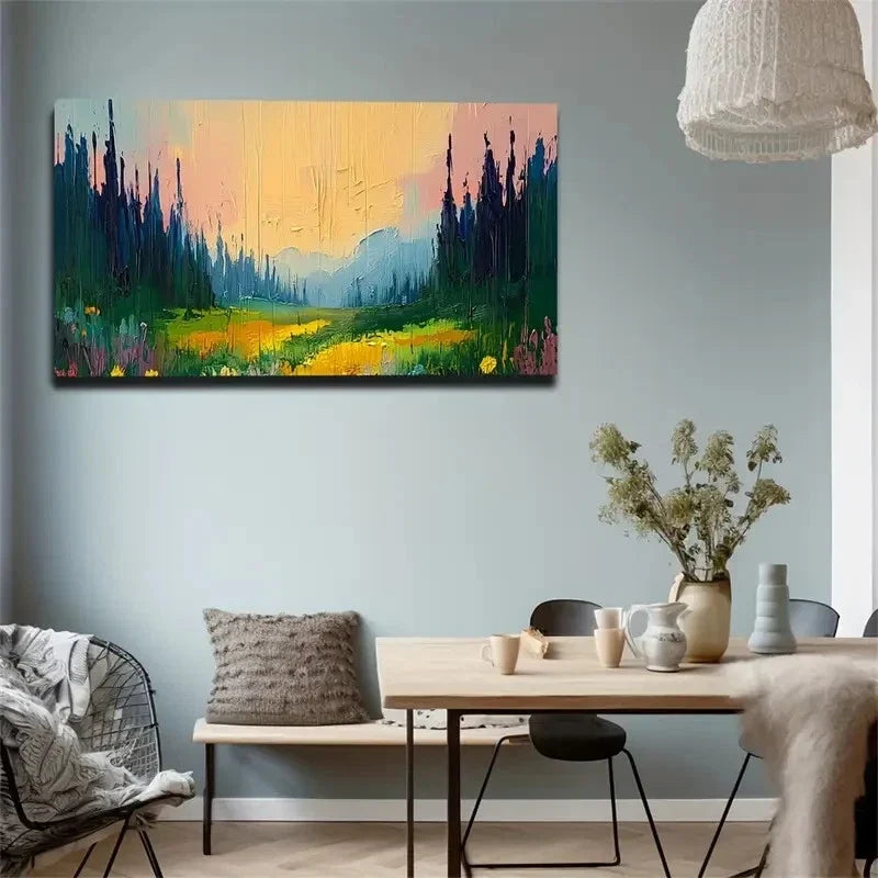 Forest And Mountain Path Wall Art Canvas Office Home Room Framed 120x60cm