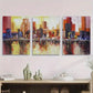 3pcs Vibrant Urban Skyline, Colorful Metal Print Ready to Hang Art