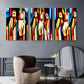 3pcs Bold Colorful Cubism Design with Dynamic Metal Print Ready to Hang Art