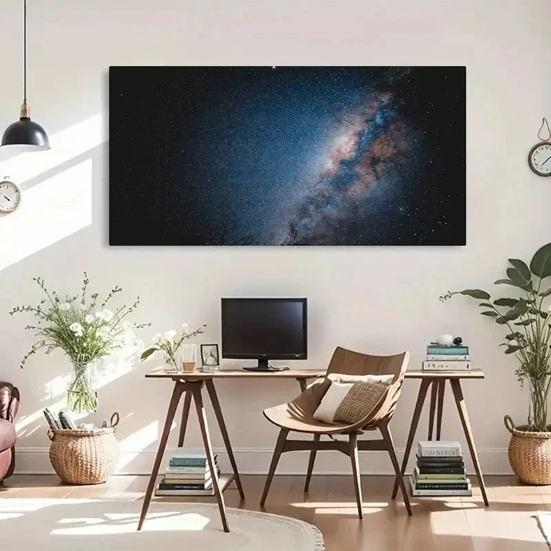 Silhouette Trees Under Starry Wall Art Canvas Office Home Room Framed 120x60cm